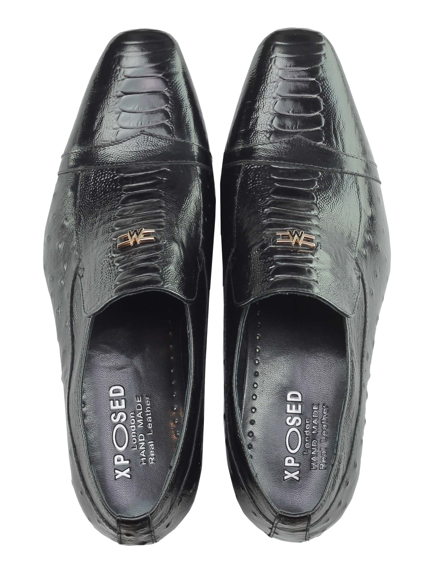 Real Leather Snake Skin Ostrich Print Loafers