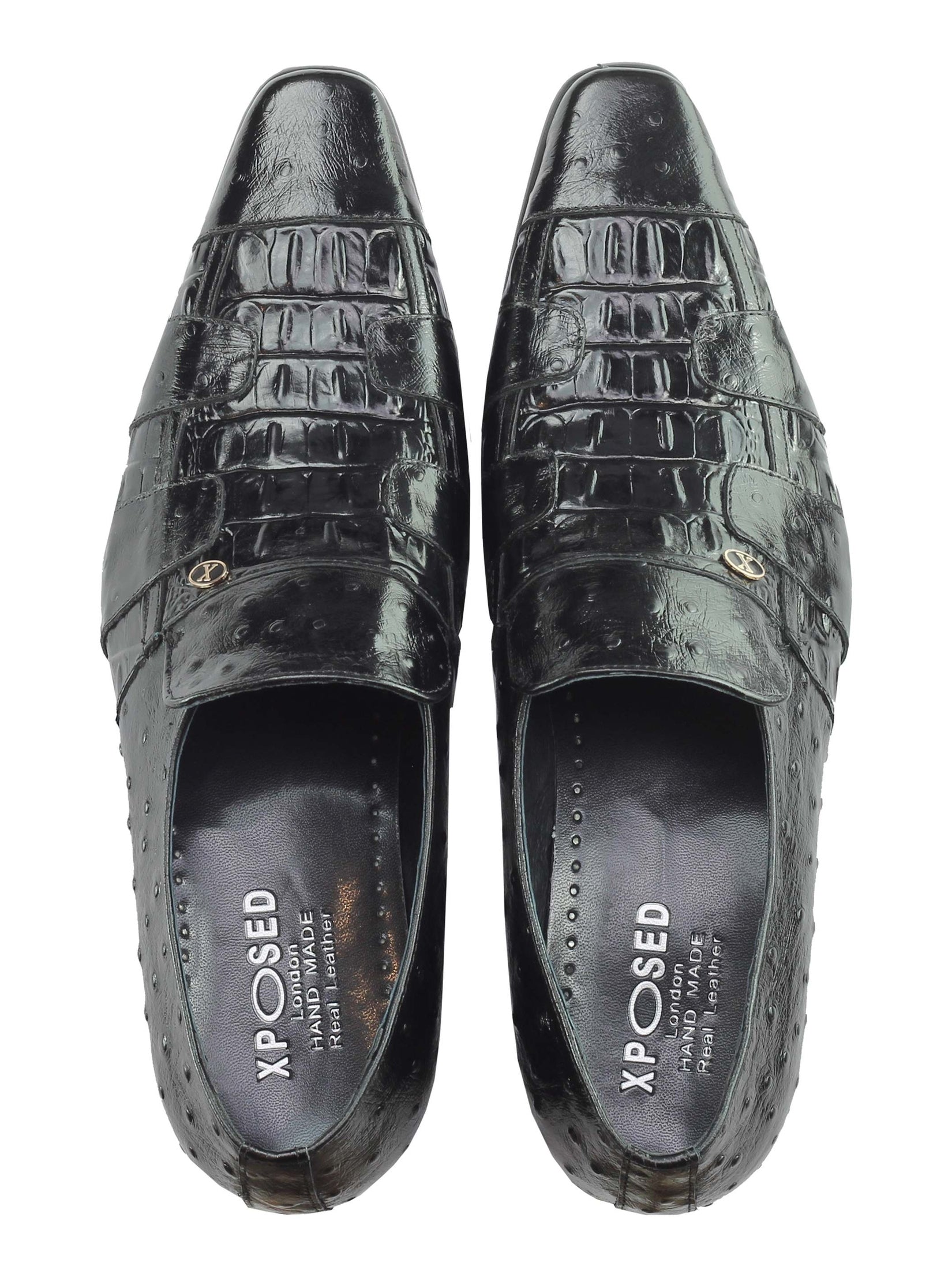 Real Leather 2 Tone Polished Snake Skin Slip On