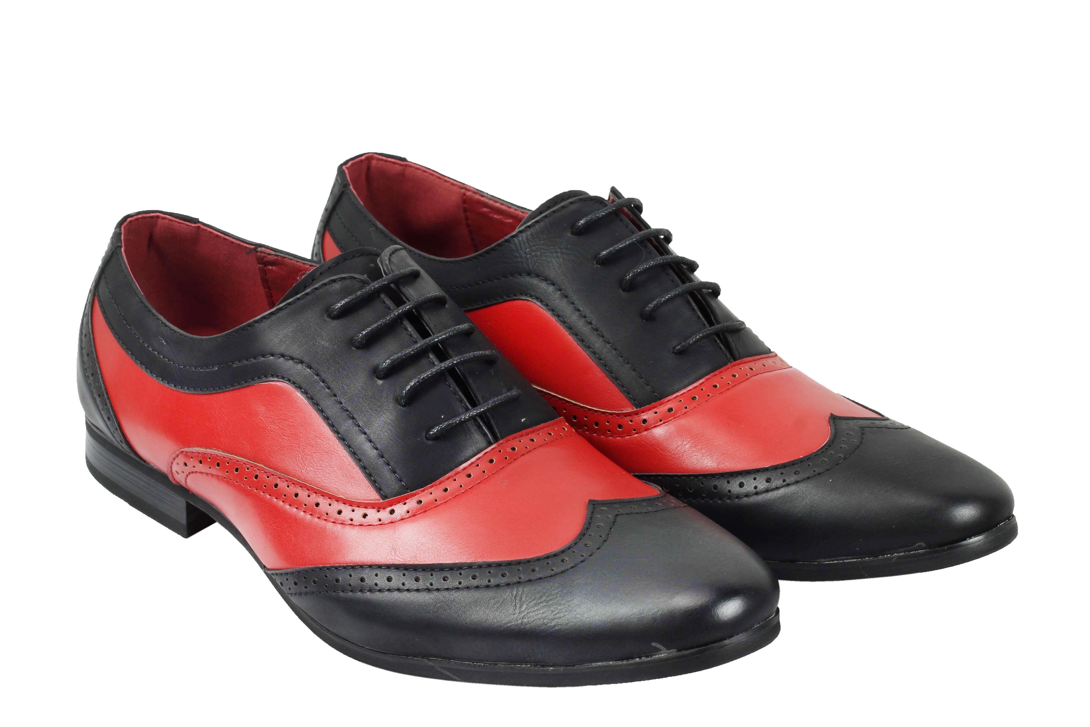 Mens Retro Vintage 1920 S Mod 2 Tone Leather Brogue Lace Up Smart Spat Shoes
