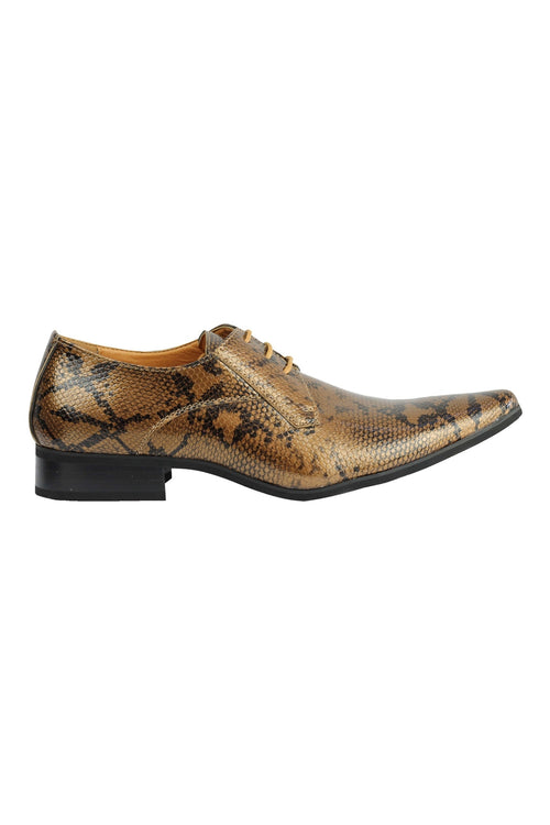 SHINY PATENT FAUX LEATHER SHOES IN BROWN