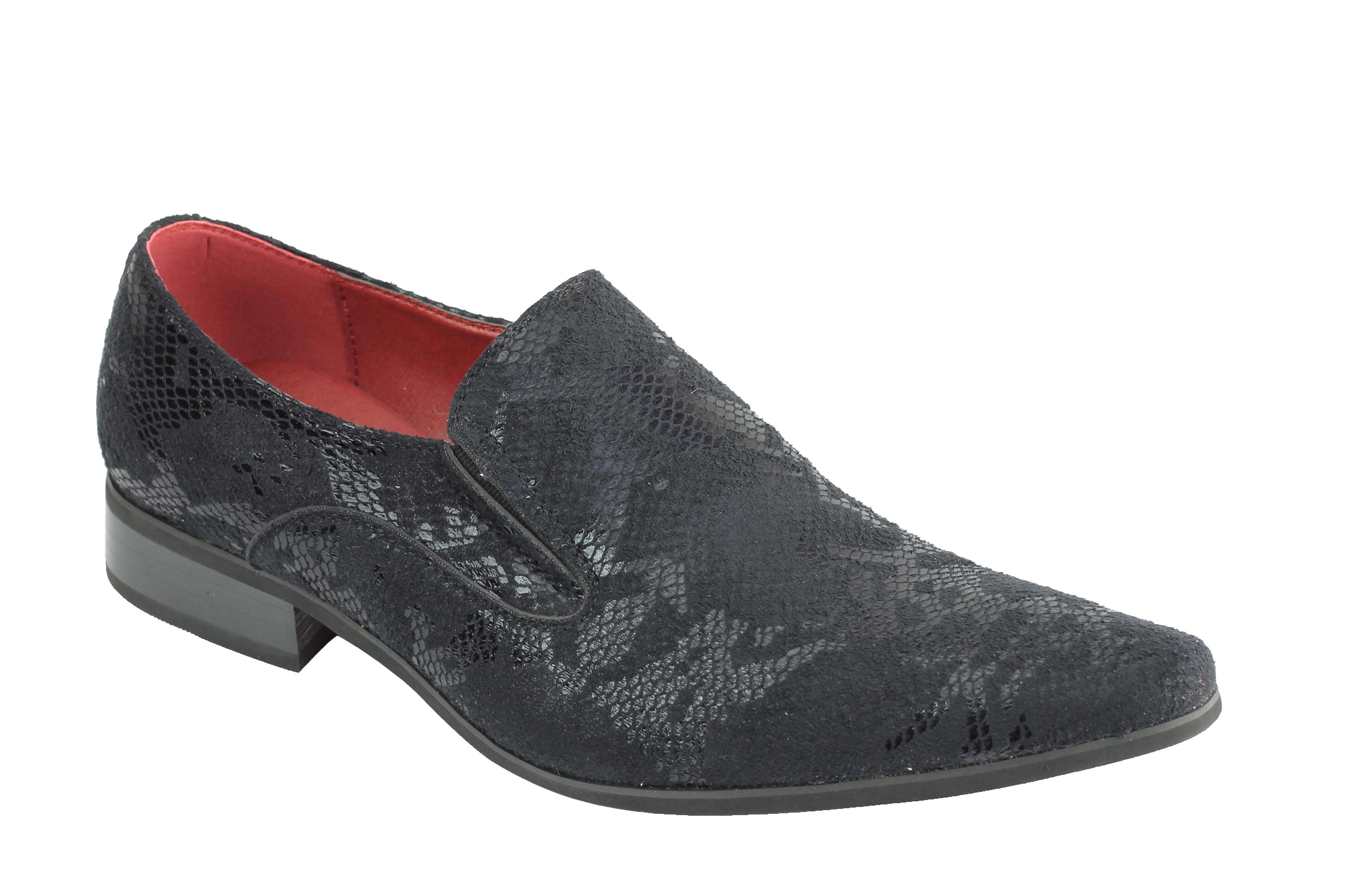 Faux Leather Lined Metallic Print Loafers