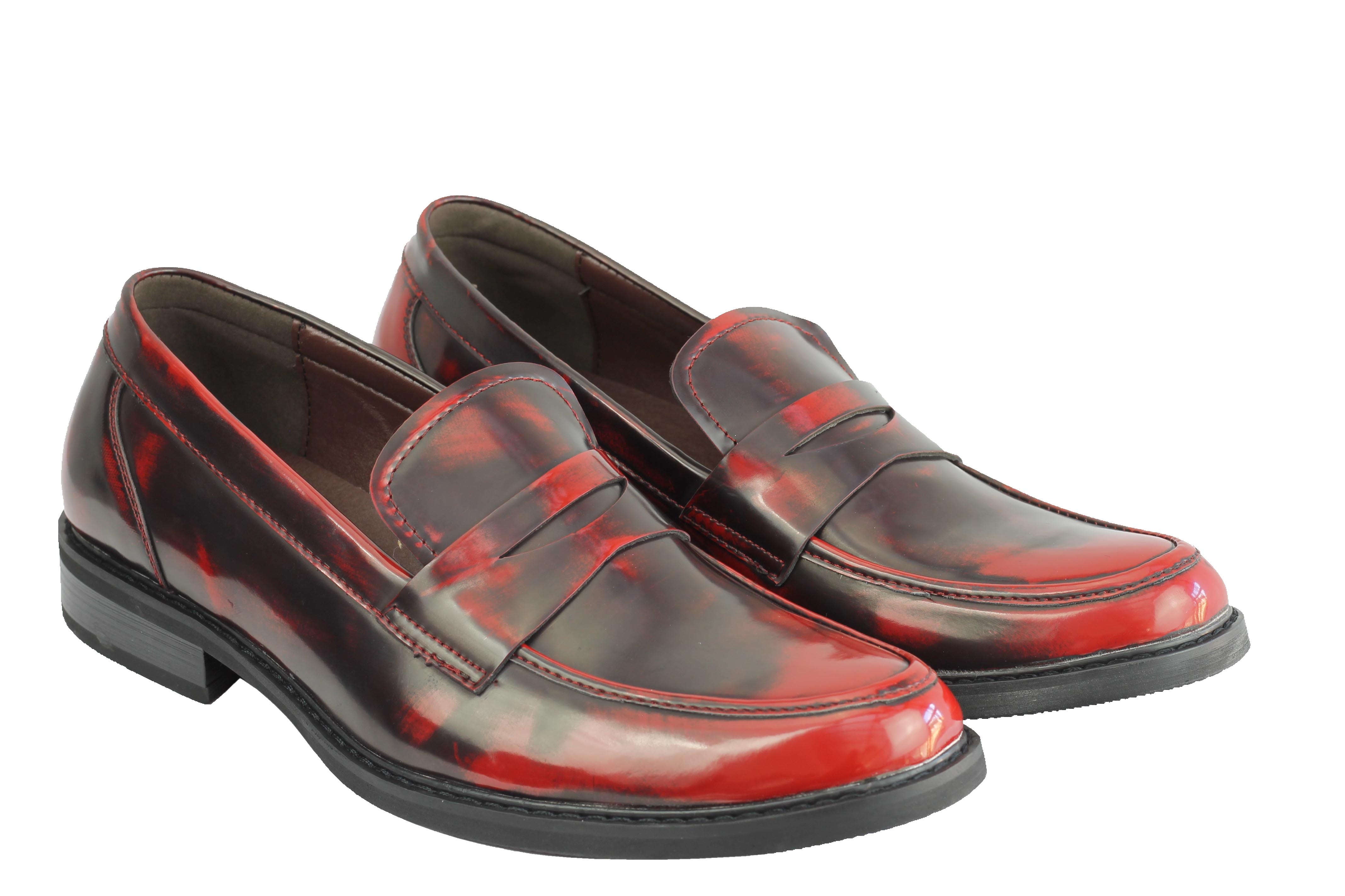 Retro Polished Leather Loafers In Maroon