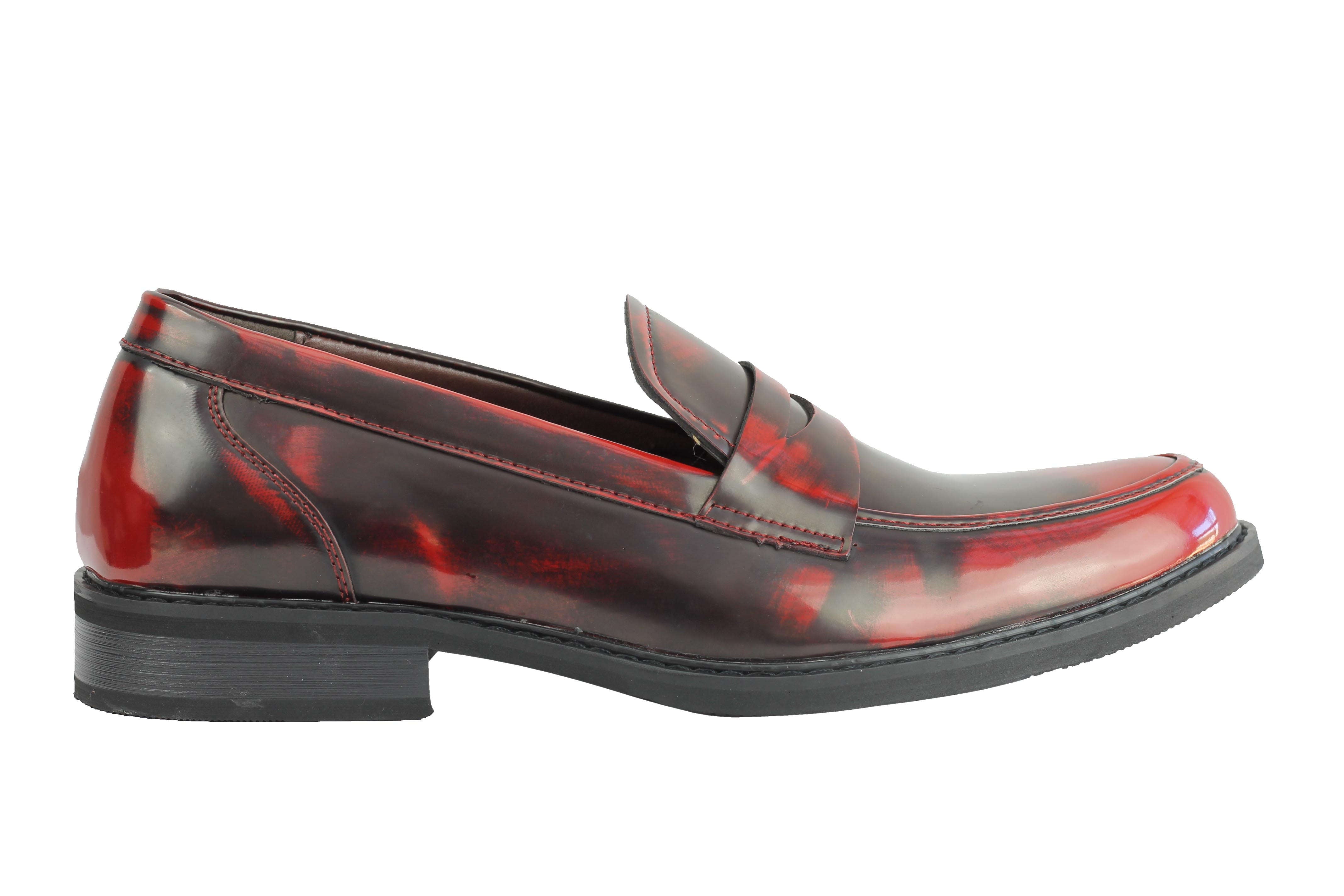 Retro Polished Leather Loafers In Maroon