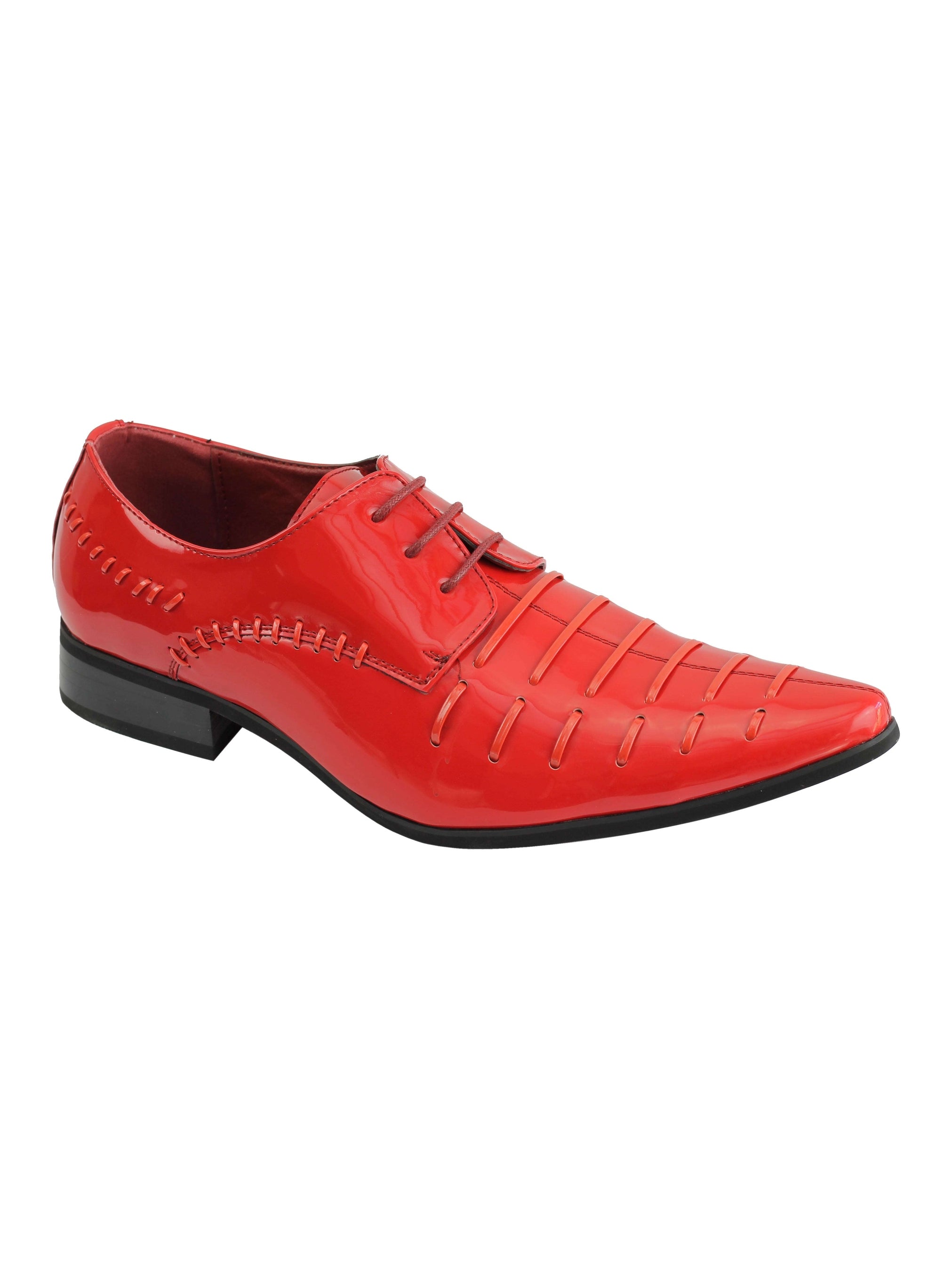 Shiny Patent Faux Leather Lace Up Red Shoes