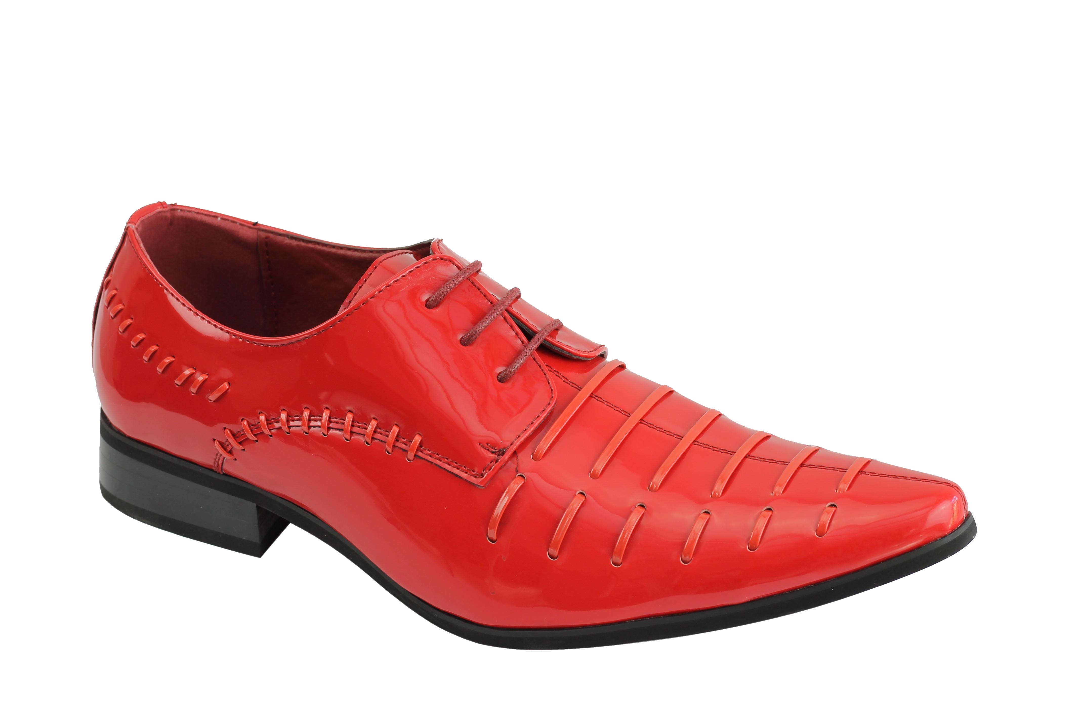 Shiny Patent Faux Leather Lace Up Red Shoes