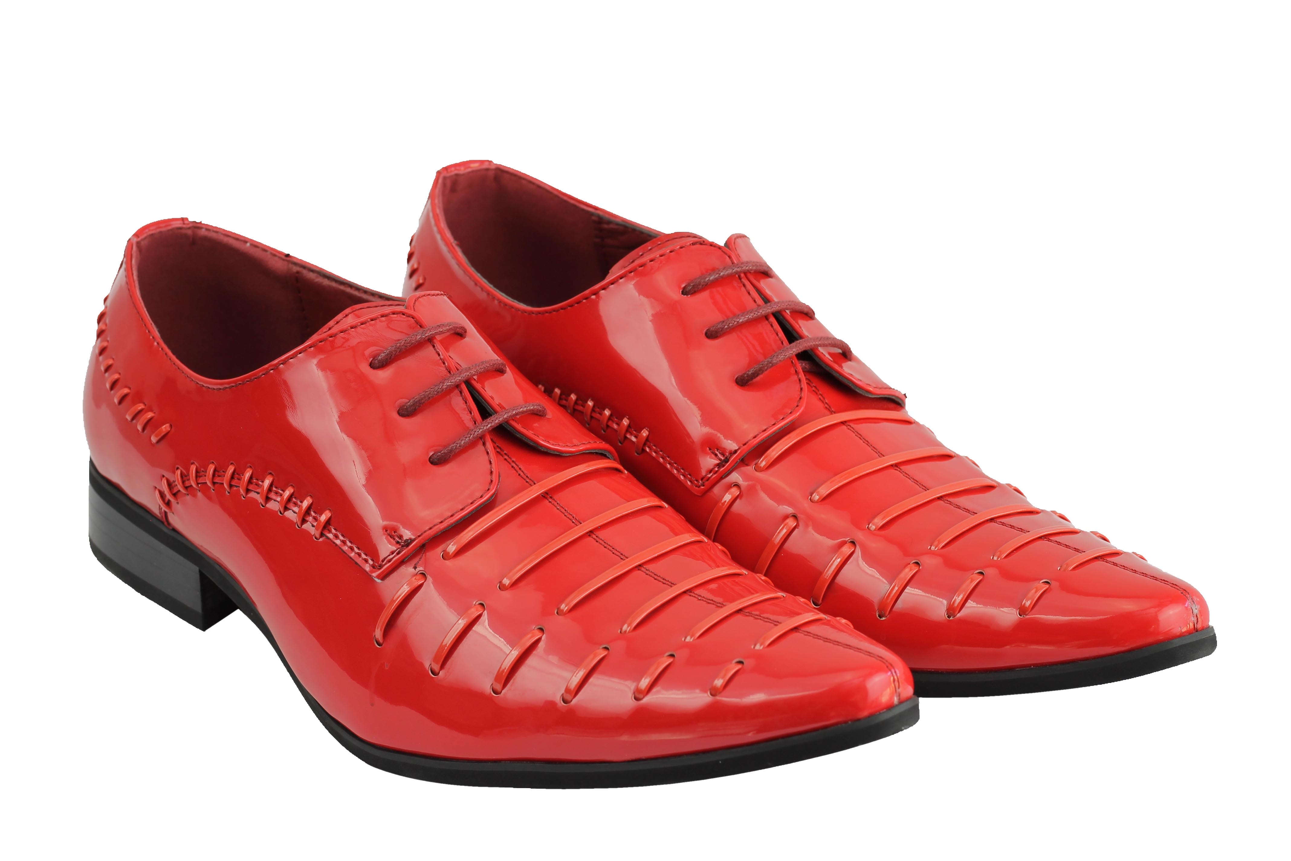 Shiny Patent Faux Leather Lace Up Red Shoes