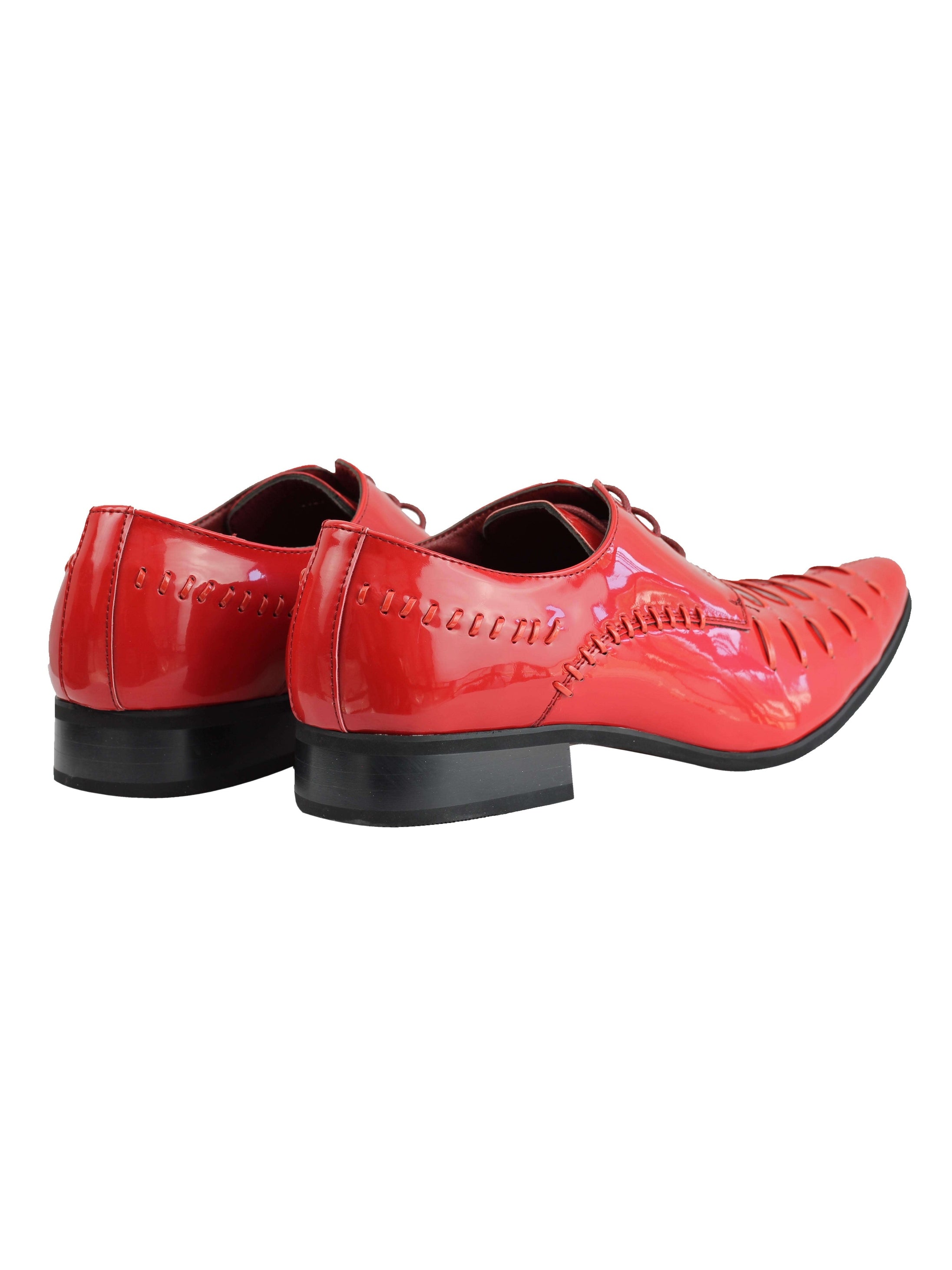 Shiny Patent Faux Leather Lace Up Red Shoes