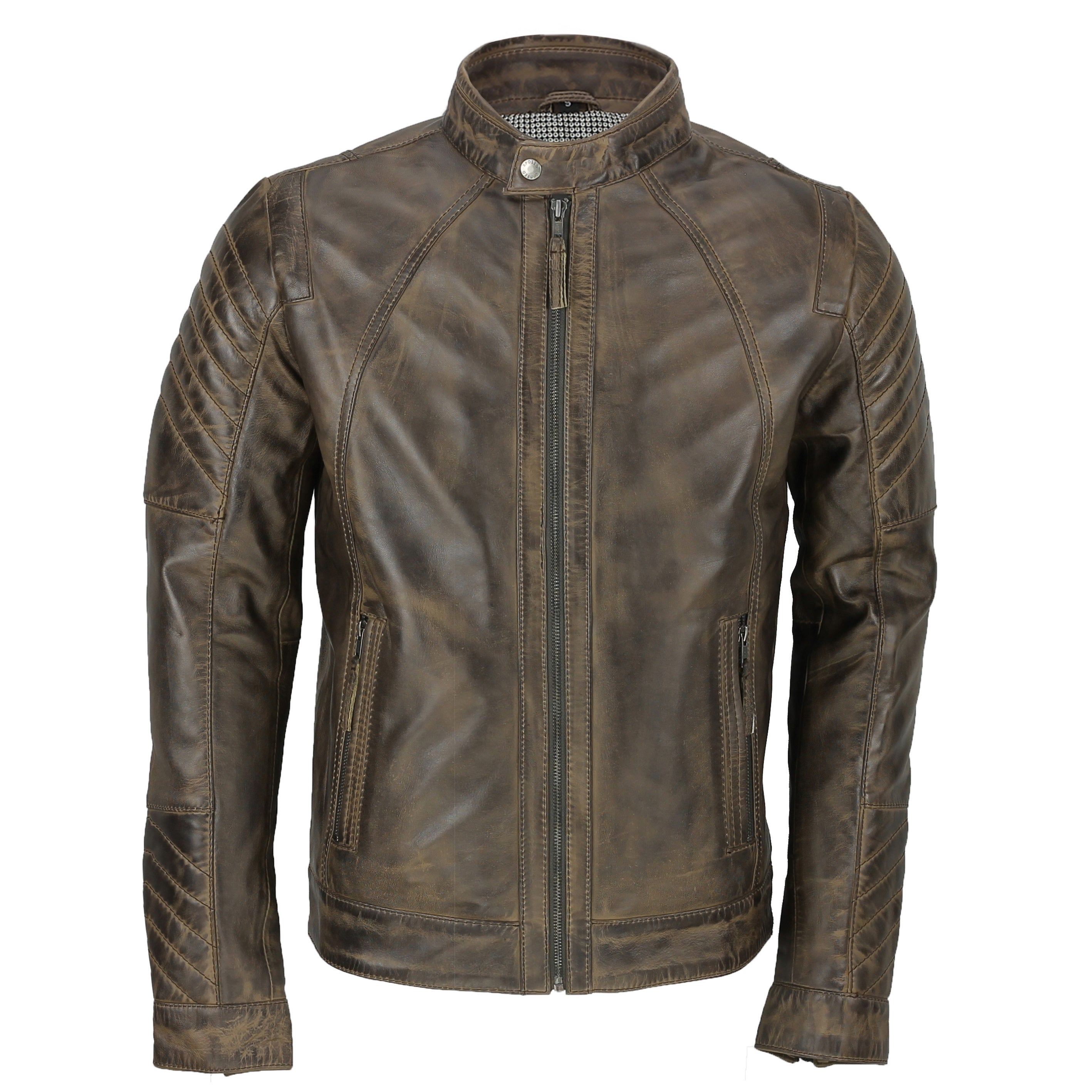 BROWN BIKER LEATHER JACKET