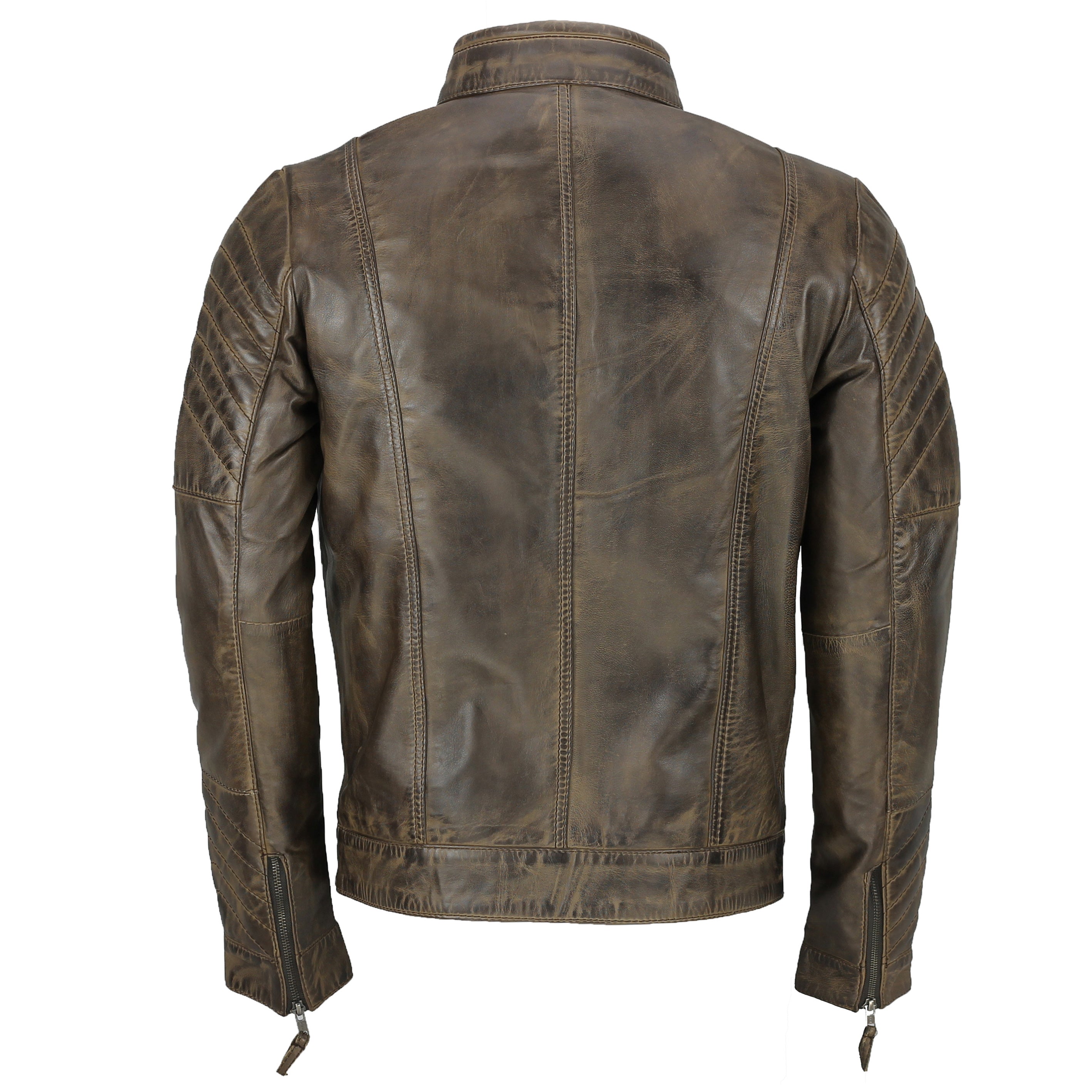 BROWN BIKER LEATHER JACKET