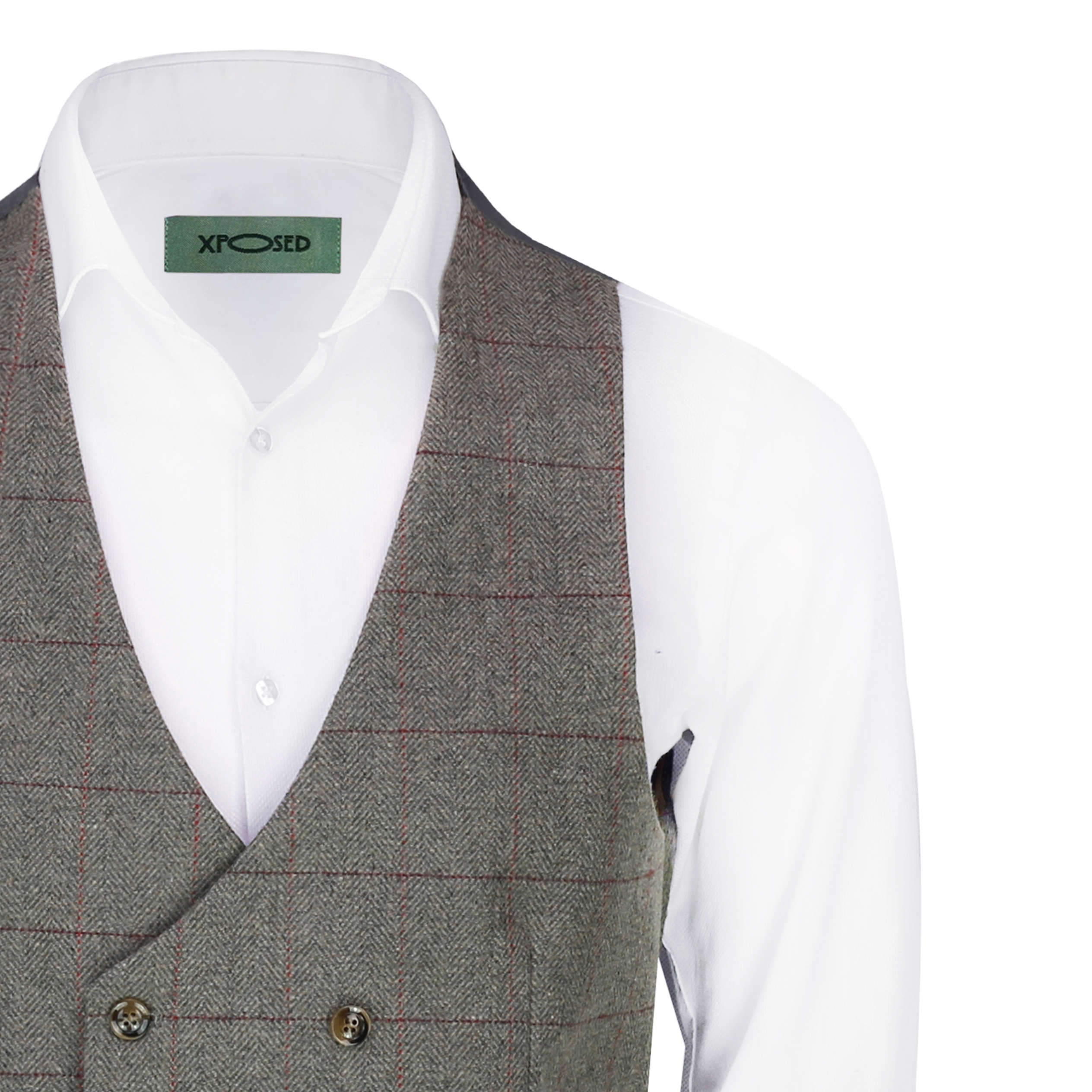 Grey Tweed Double Breasted Waistcoat