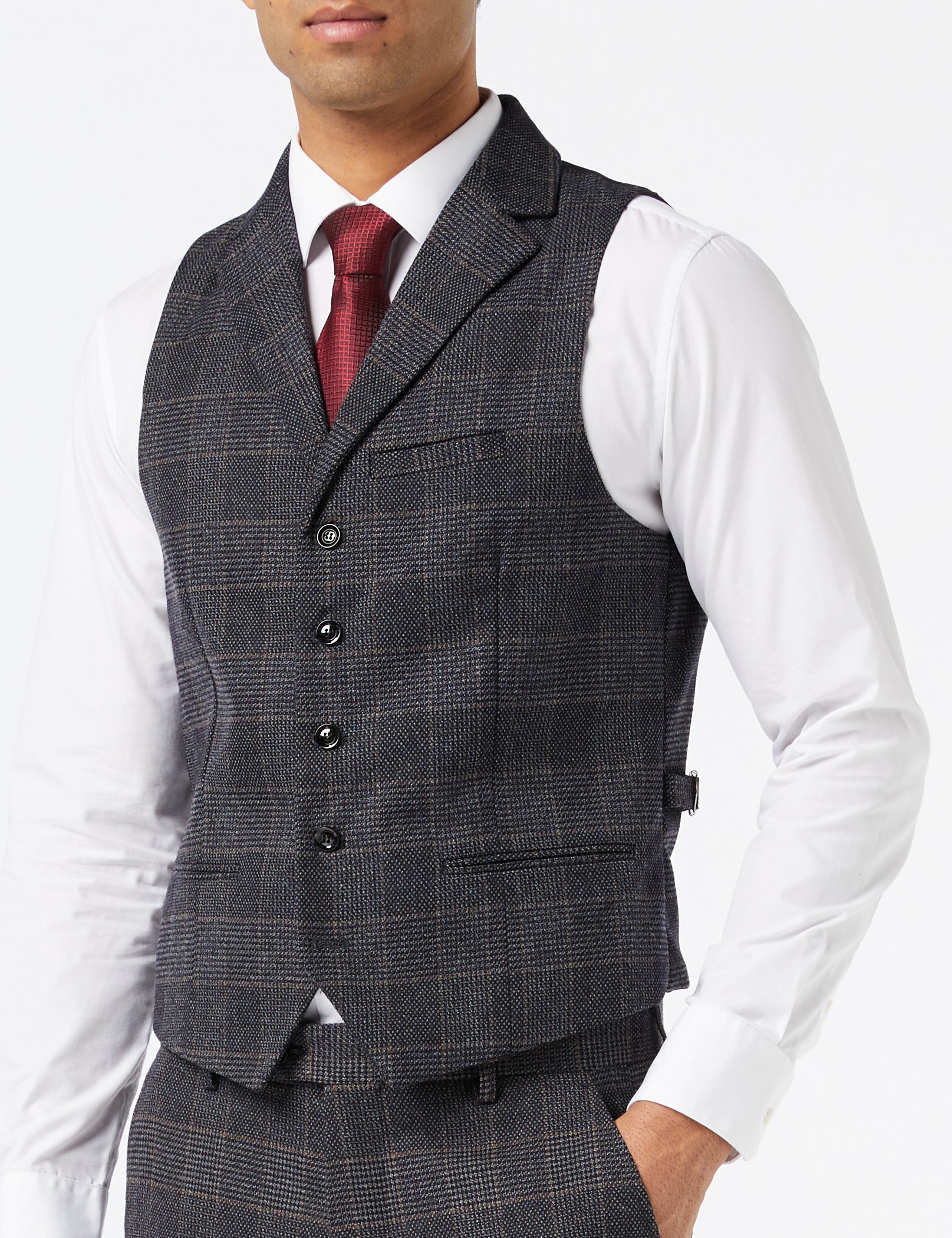 ETHAN - GREY TWEED CHECK SUIT