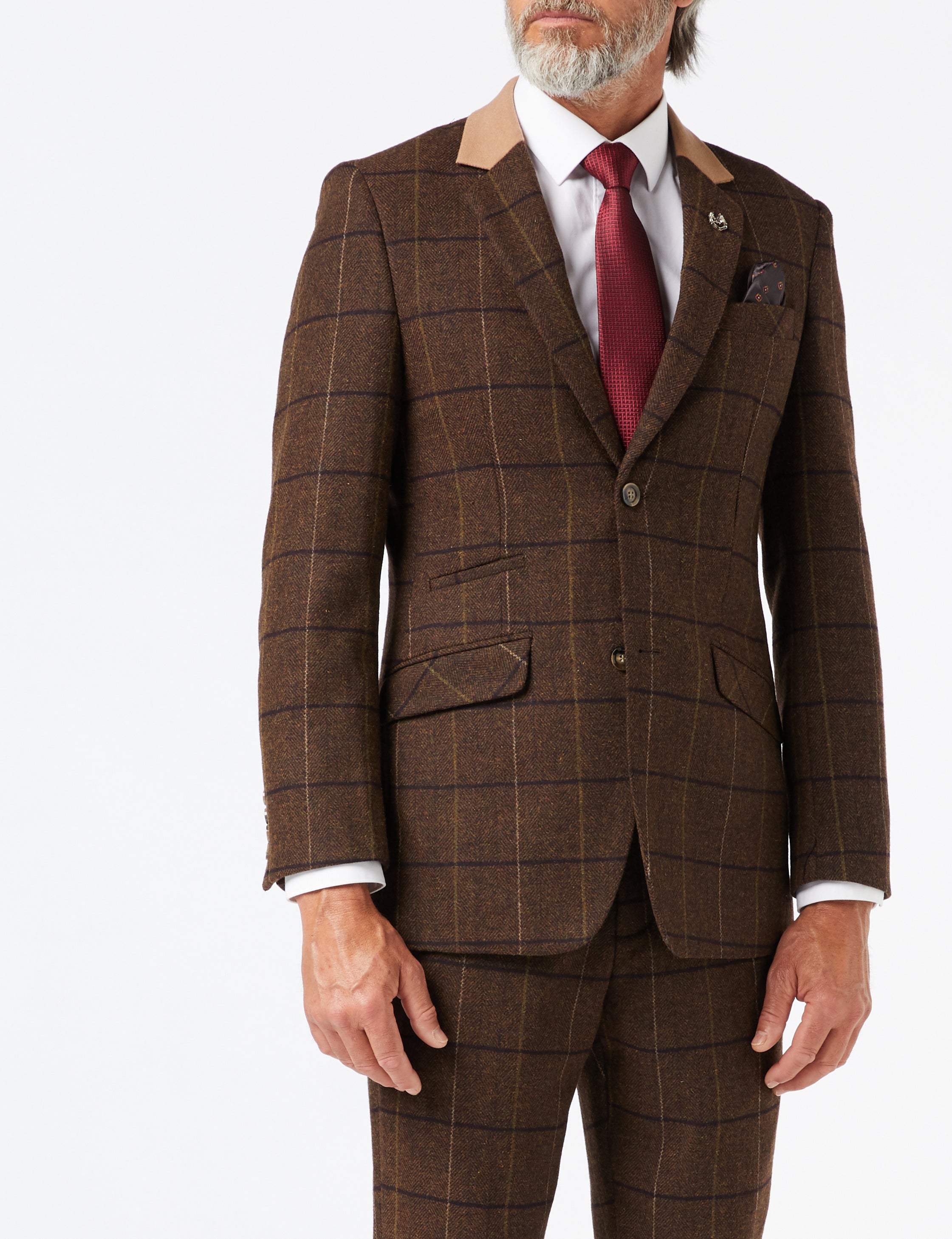 EVAN - TWEED CHECK SUIT IN TAN