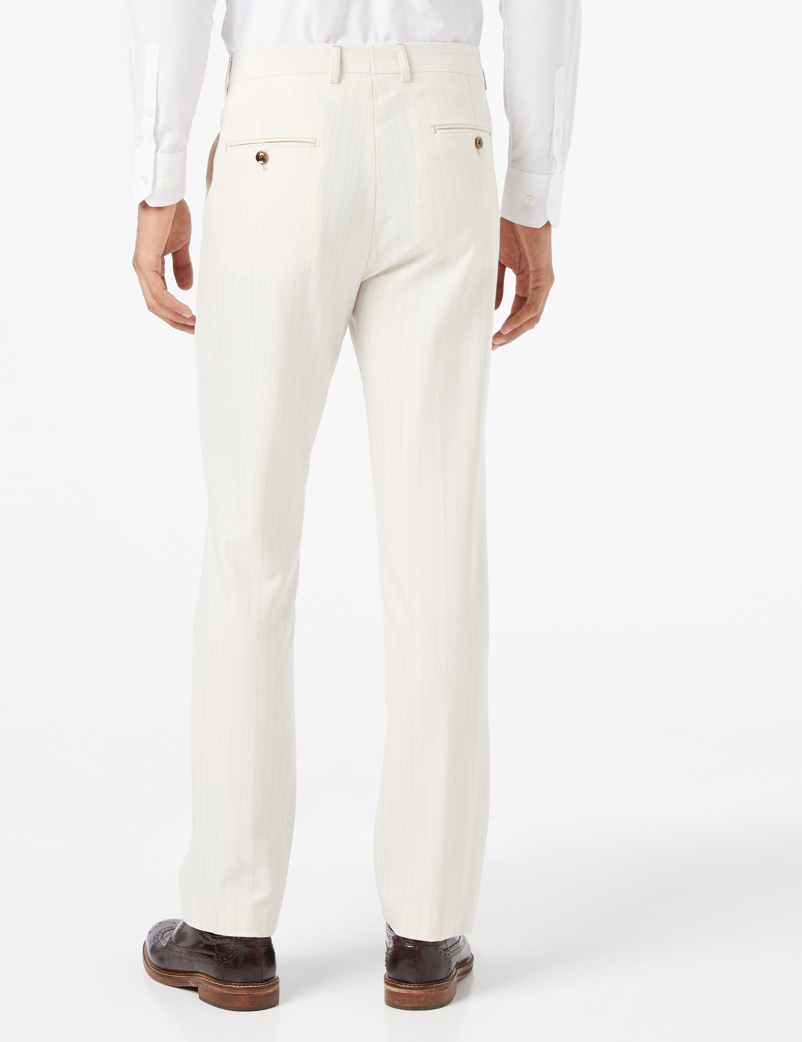 NEIL - COSTUME BEIGE DORÉ À FINES RAYURES