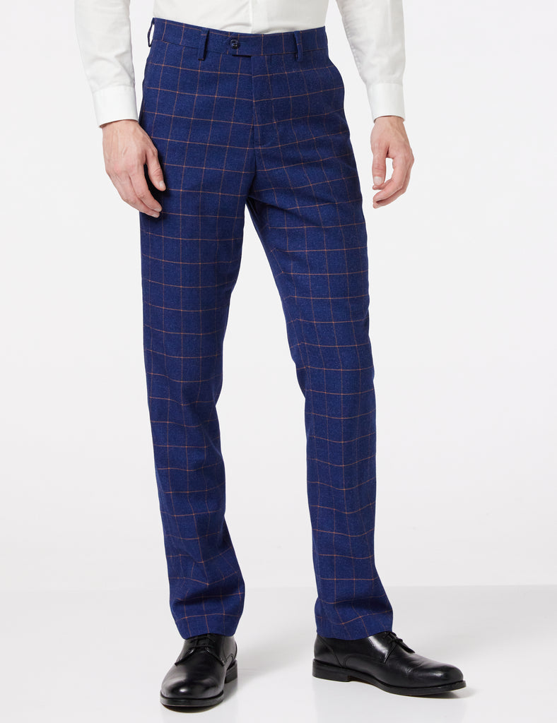 Dark blue sales plaid pants
