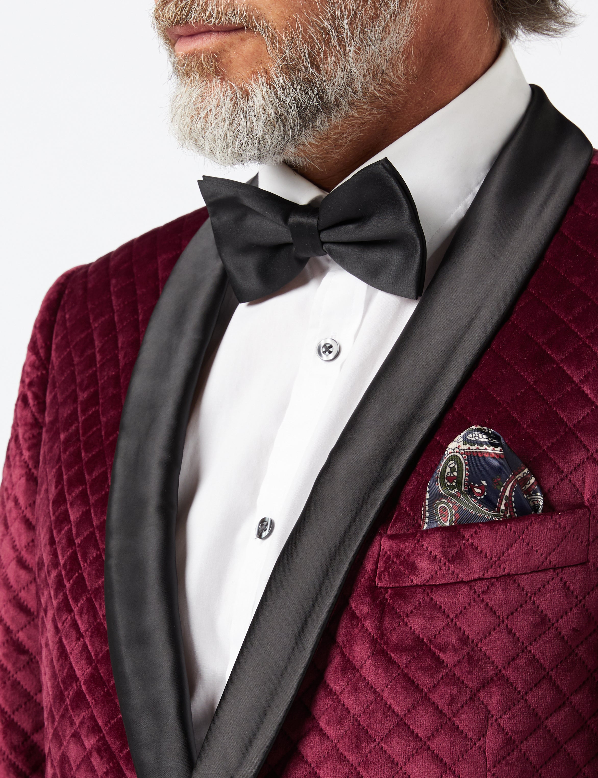 RHOM -Maroon Quilted Velvet Double Breasted Tuxedo  Jacket