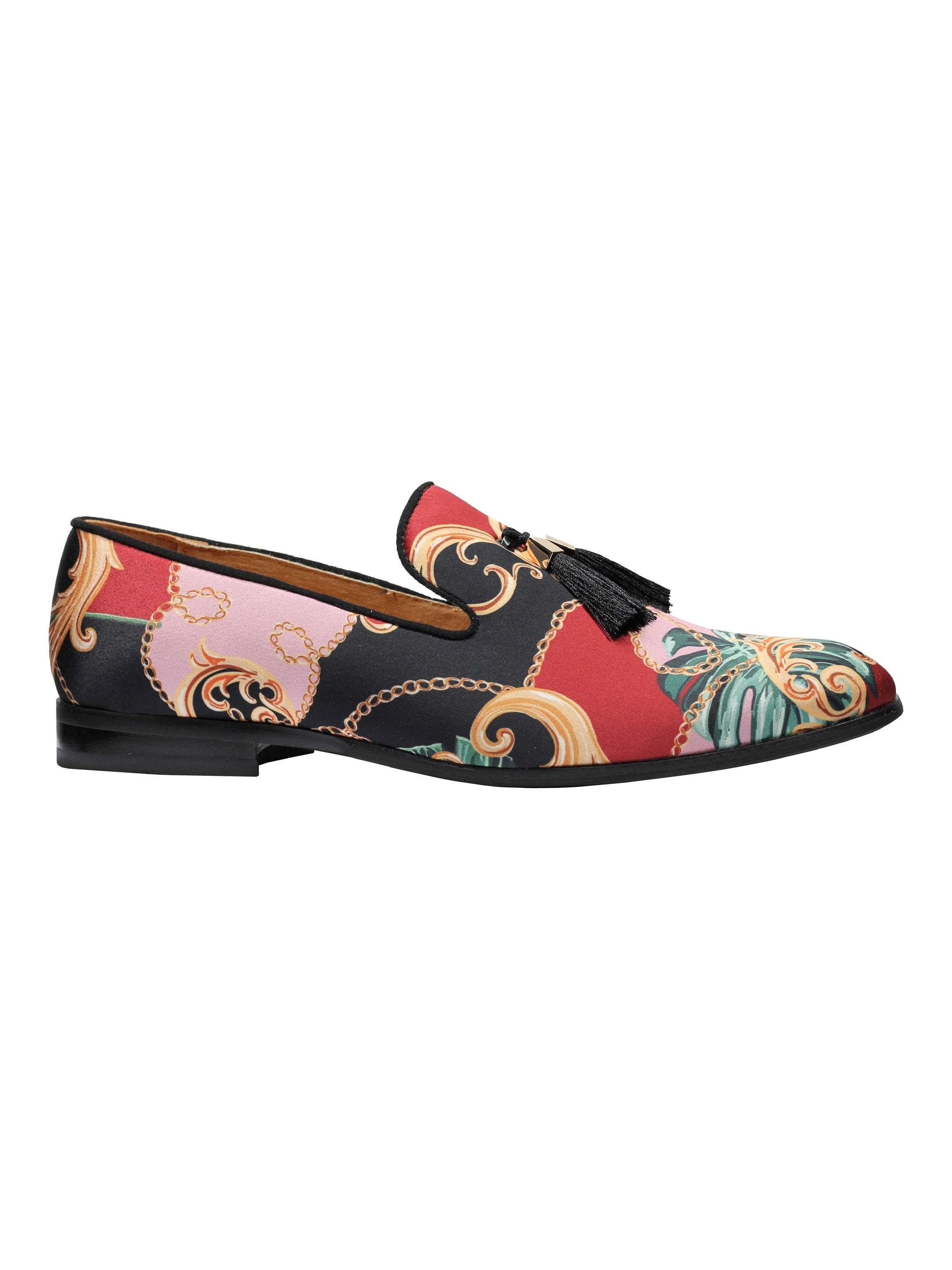 Mocassins à pampilles en brocart